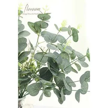 Floroom 3 Kinds of Artificial Silver Dollar Eucalyptus Stems Faux Greenery Spray, 19pcs Best Filler Fake Plants for DIY Bouquet Wedding Centerpieces