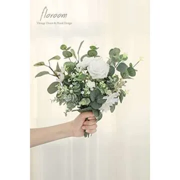 Floroom 3 Kinds of Artificial Silver Dollar Eucalyptus Stems Faux Greenery Spray, 19pcs Best Filler Fake Plants for DIY Bouquet Wedding Centerpieces