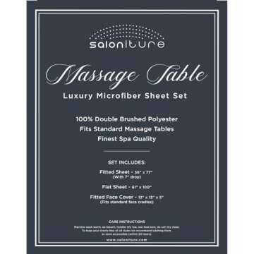 Saloniture 3-Piece Microfiber Massage Table Sheet Set - Premium Facial Bed Cover - Includes Flat and Fitted Sheets with Face Cradle Cover - Natural