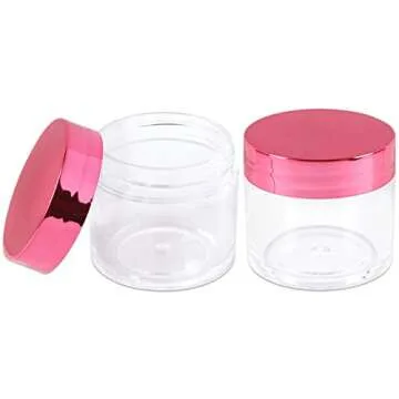 Beauticom 1 oz Acrylic Round Clear Jars with Rose Gold Lids
