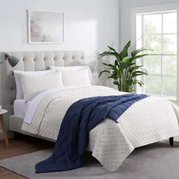 SERTA Zen Rest Wrinkle Resistant Adult Heavy Weighted Throw Blanket Filled with Glass Beads, 10 lbs (48 in x 72 in), Navy