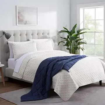 SERTA Zen Rest Wrinkle Resistant Adult Heavy Weighted Throw Blanket Filled with Glass Beads, 10 lbs (48 in x 72 in), Navy