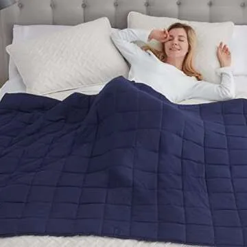 SERTA Zen Rest Wrinkle Resistant Adult Heavy Weighted Throw Blanket Filled with Glass Beads, 10 lbs (48 in x 72 in), Navy