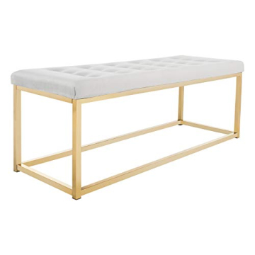 Elegant Safavieh Grey Velvet and Brass Bench for Home