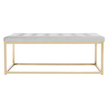 Elegant Safavieh Grey Velvet and Brass Bench for Home