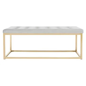 Elegant Safavieh Grey Velvet and Brass Bench for Home