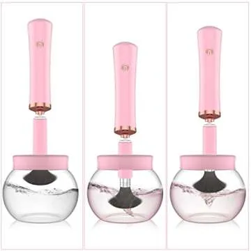 Makeup Brush Cleaner Dryer, Neeyer Super-Fast Electric Brush Cleaner Machine Automatic Brush Cleaner Spinner Pink color…