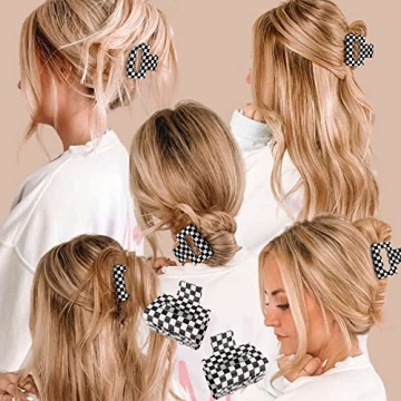 Ahoney Checkered Hair Claw Clips Y2K Style for Women Girls