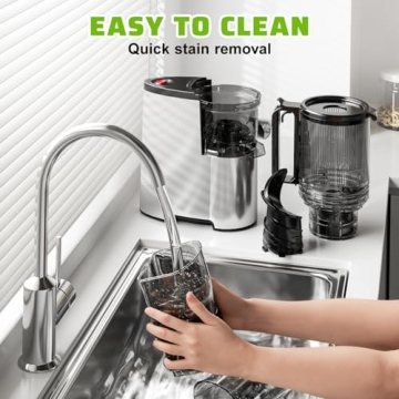 Cold Press Juicer, Masticating Juicer with Quiet Motor, Supports Whole Fruits and Vegetables, Reverse Function, Easy to Clean with Brush