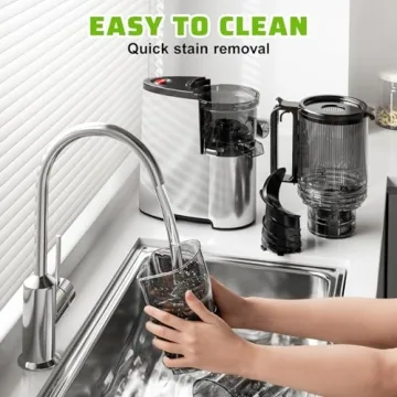 Cold Press Juicer, Masticating Juicer with Quiet Motor, Supports Whole Fruits and Vegetables, Reverse Function, Easy to Clean with Brush