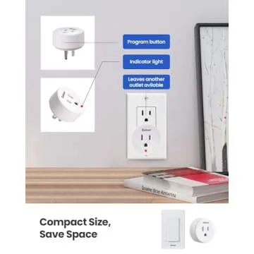 Zoiinet Remote Control Outlet Plug Switch, Buckle Design & Removable Wireless Light Switch, No Wiring Needed, 300 ft, 15A/1500W, Programmable, for Household Appliances