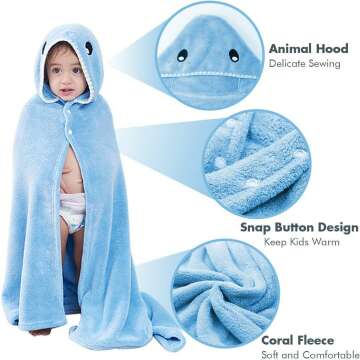 Toddler Hooded Bath Towel in Shark Design