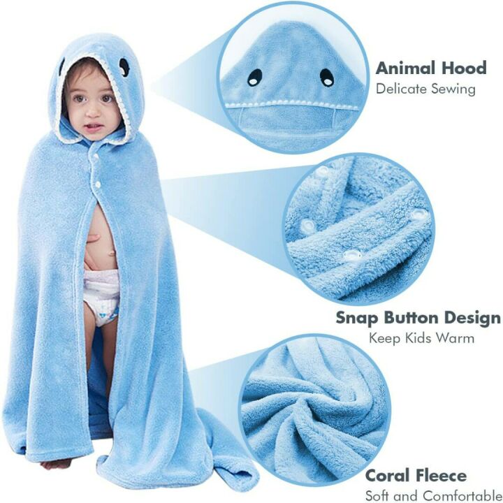 Toddler Hooded Bath Towel in Shark Design
