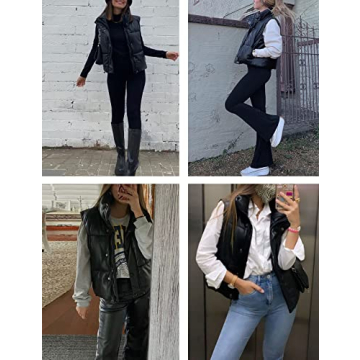 Athlisan Women's Faux Leather Puffer Vest - Stylish Layering