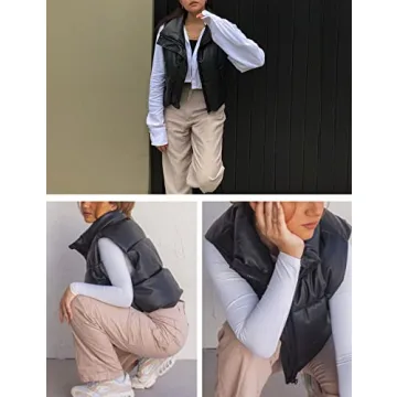 Athlisan Women's Faux Leather Puffer Vest - Stylish Layering