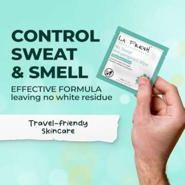 La Fresh Travel Lite Antiperspirant and Body Wipes - 50 Individually Wrapped Deodorant Wipes for Adults, Men and Women Travel Essentials