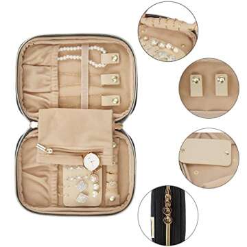 BAGSMART Travel Jewelry Organizer Case Small Jewelry Roll for Journey-Rings, Necklaces, Earrings, Bracelets, Black