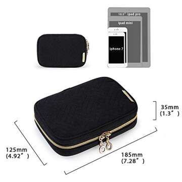 BAGSMART Travel Jewelry Organizer Case Small Jewelry Roll for Journey-Rings, Necklaces, Earrings, Bracelets, Black