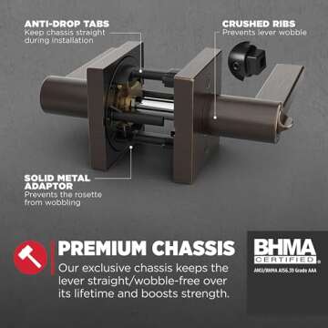 Kwikset Halifax Entry Door Handle with Lock and Key, Secure Keyed Reversible Lever Exterior, For Front Entrance and Bedrooms, Venetian Bronze, Pick Resistant Smartkey Rekey Security and Microban