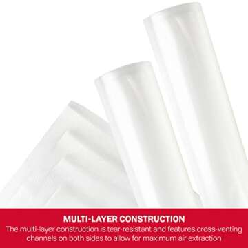 Nesco VS-07V Vacuum Sealer Bag Variety Pack, Bag/Roll Combo, Clear