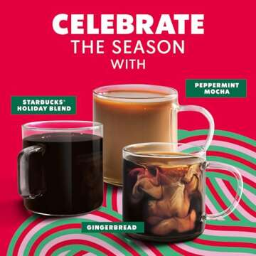 Starbucks Ground Coffee, Peppermint Mocha Naturally Flavored Coffee, 100% Arabica, Limited Edition Holiday Coffee, 6 Bags (11 Oz Each)