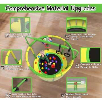 LANGXUN 60" Trampoline for Kids, 5ft Toddler Mini 6-in-1 Trampoline Indoor Outdoor with Swing, Baske...