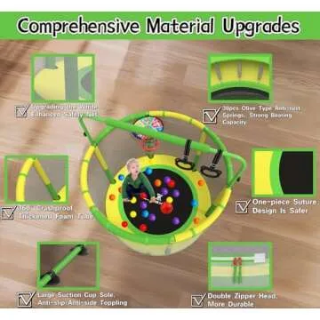 LANGXUN 60" Trampoline for Kids, 5ft Toddler Mini 6-in-1 Trampoline Indoor Outdoor with Swing, Baske...