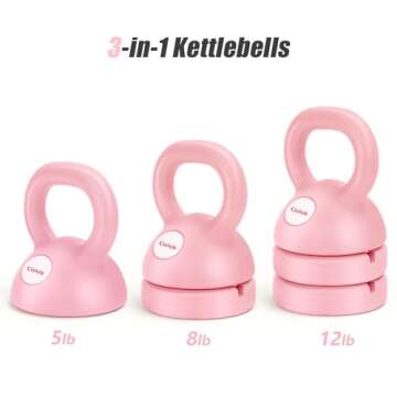 Cisleb Adjustable Kettlebell Weight Set: 3-in-1 Kettlebells (5lbs 8lbs 12lbs) for Home Gym Full-Body...