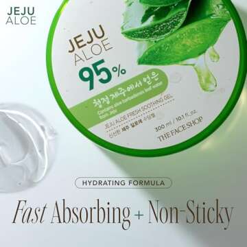 The Face Shop Jeju Aloe Soothing Gel | Multi-use Moisturizing & Soothing Gel For Face, Body & Sun Burn Care | 95% Aloe Vera Extract, All Skin Types, 10.14 fl oz, Korean Skincare