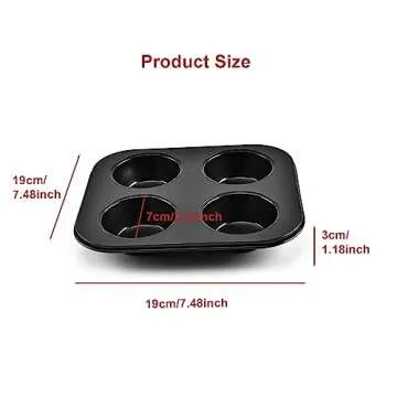 4 Cup Muffin Pan, Bakeware Non-stick Cupcake Baking Pan Mini Pie Pans, Air Fryer Small Oven Cupcake Baking Pan Non Stick No Toxic Bakeware, Heavy Duty Carbon Steel Muffin Tray for Oven Baking (2PCS)
