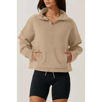 Chic QINSEN Women's Half Zip Polar Fleece Sweatshirt