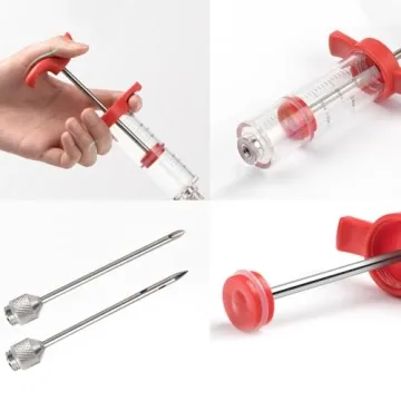 Plastic Meat Injector Set for BBQ Turkey - 1oz Syringe