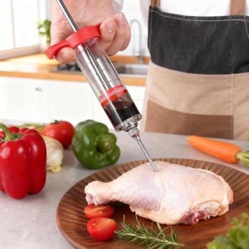Plastic Meat Injector Set for BBQ Turkey - 1oz Syringe