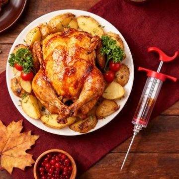 Plastic Meat Injector Set for BBQ Turkey - 1oz Syringe