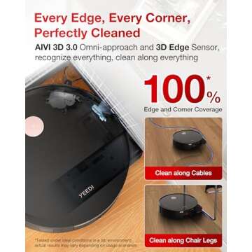 Yeedi S14 Plus Robot Vacuum and Mop, 18,000Pa Suction, OZMO Roller Mopping, ZeroTangle 2.0, TruEdge 3D Sensor, All-in-One Station with Auto Hot Water Washing & Self-Drying, Black