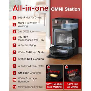 Yeedi S14 Plus Robot Vacuum and Mop, 18,000Pa Suction, OZMO Roller Mopping, ZeroTangle 2.0, TruEdge 3D Sensor, All-in-One Station with Auto Hot Water Washing & Self-Drying, Black