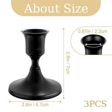 zeochyni Black Taper Candle Holders Set of 3, Vintage Metal Candlestick Holders for Dinner Room Tabl...