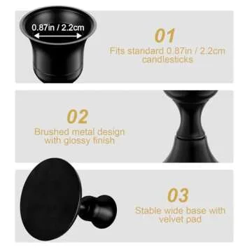 zeochyni Black Taper Candle Holders Set of 3, Vintage Metal Candlestick Holders for Dinner Room Table Centerpiece or Mantel Wedding Party Decor