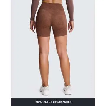 Aoxjox Metamorph Workout Biker Shorts for Women Tummy Control High Waisted Athletic Gym Running Deep V Yoga Short 6" (Cloud Brown, Medium)