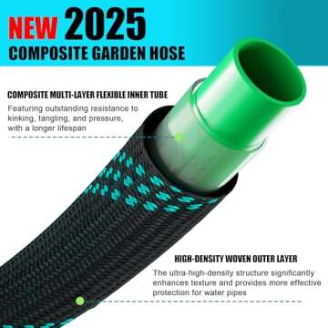 Garden Hose 100 ft, 2025 Upgarded Flexible Water Hose 100ft With 10-Pattern Spray Nozzle, Kink-Free,...