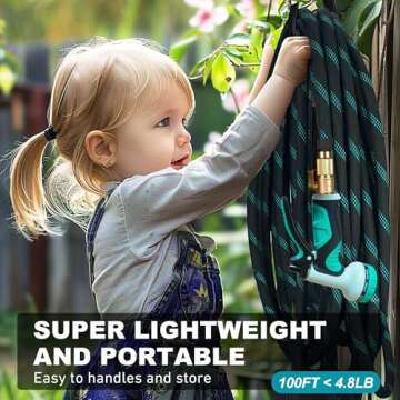 Durable Garden Hose 100 ft with 10-Pattern Nozzle