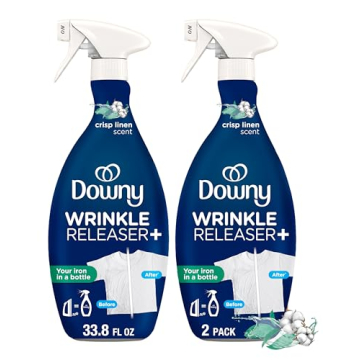 Downy Wrinkle Releaser Spray, Ironing Aid & Fabric Refresher 33.8 Fl Oz (Pack of 2)