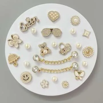 Arrebolli Gold Queen Bling Shoe Charms for Women Clog Sandals, Glitter Rhinestones, Girly Shoe Chain...