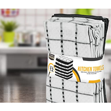 Utopia 100% Cotton Kitchen Towels - Soft, Absorbent, Pack of 12