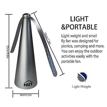 HUT-Fly Fan for Table | Portable Outdoor Fan for Dining | Battery & USB | Silver | 4 Pack