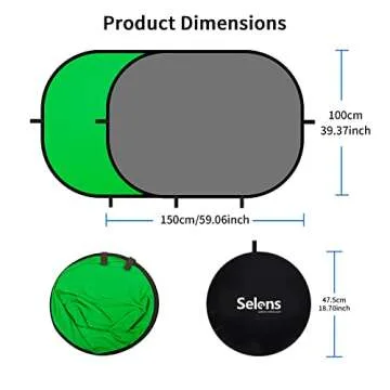 Selens Small Collapsible Backdrop Double-Sided Grey Green Screen 2-in-1 Pop Up Background with Carrying Bag for YouTube Streaming, Product Photography and Zoom Virtual Video, 39x59inches /1m×1.5m