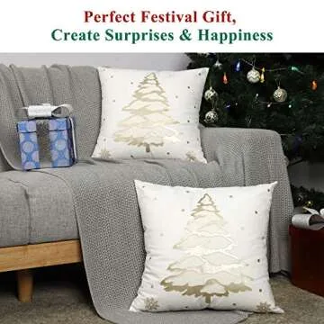 Lewondr Christmas Tree Pillow Covers for Holiday Decor