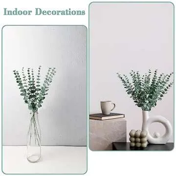 Sukh 24pcs Artificial Eucalyptus Stems - Faux Eucalyptus Branches Decor Fake Eucalyptus Plant hojas de eucalipto artificiales para decoracion Eucalyptus Bouquet Sprigs Leaves Flowers Greenery Wedding