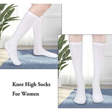 Thigh High Socks for Women - 4 Pairs for Casual Style