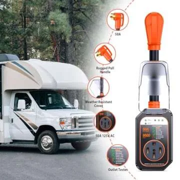 GEARGO RV Surge Protectors 50 Amp RV Circuit Analyzer, Full Protection(9500 Joules), RV Adapter Plug for Camper(Orange)